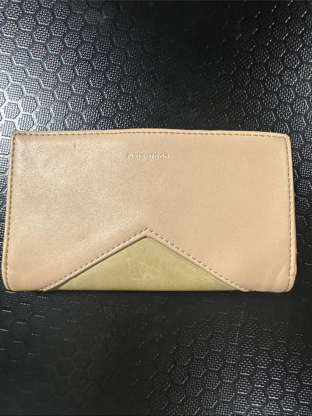 Pixie Mood Beige and Gold Chevron Wallet
